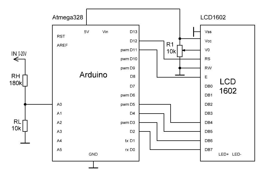 Схема подключения дисплея 1602 к ардуино